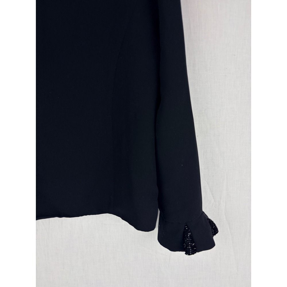 R&M Richards Womens Black Open Front Evening 14P Jacket Beaded Flare Cuff Blazer - Picture 11 of 13